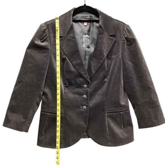 Halogen Gray Velvet Blazer, Size Large, 3/4 Sleeve Cotton Blend Jacket‎ NEW - Picture 7 of 11